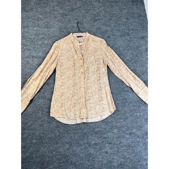 Pendleton Women's Paisley 100% Rayon Button-Up Blouse Beige Pink Long Sleeve XS - Picture 2 of 8